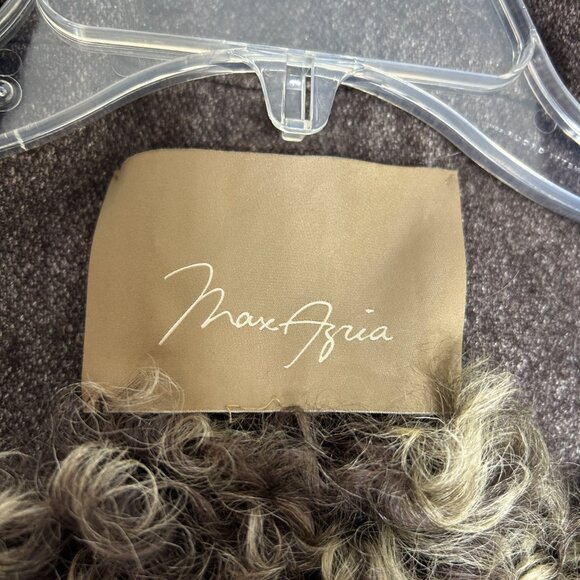 Max Azria BCBG ladies Lamb Fur Shrug XS Brown Coat Capsule Virgin Wool vtg tweed - Picture 2 of 13